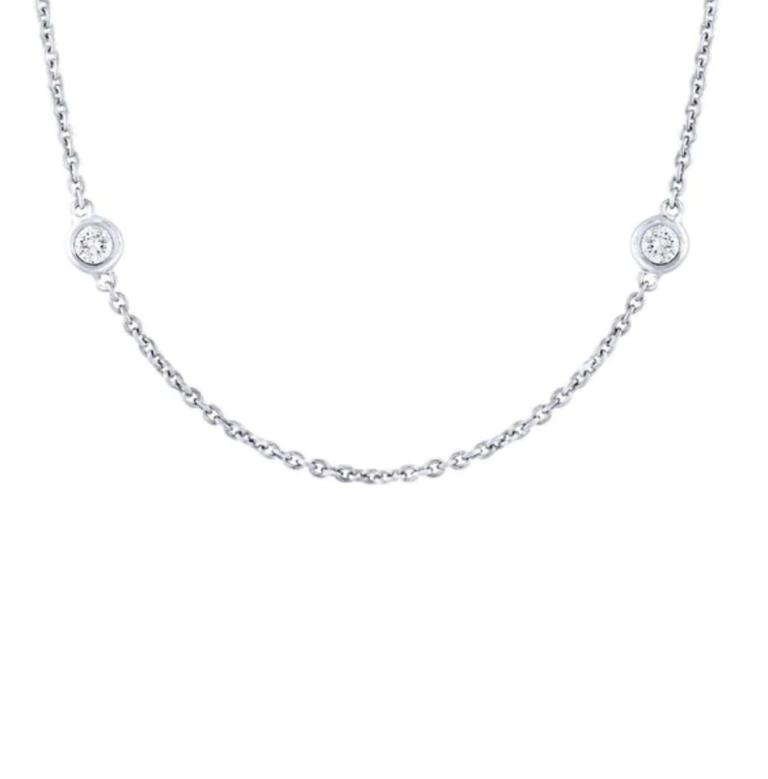 0.77ct Round Brilliant Cut Lab Diamonds by the Yard Necklace in 14K White Gold