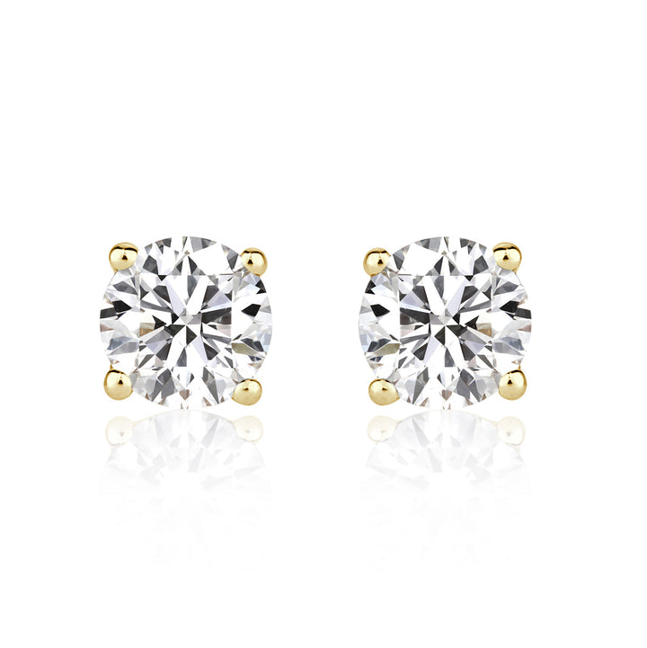 0.80ct Round Brilliant Cut Lab Diamond Stud Earrings in 18K Yellow Gold