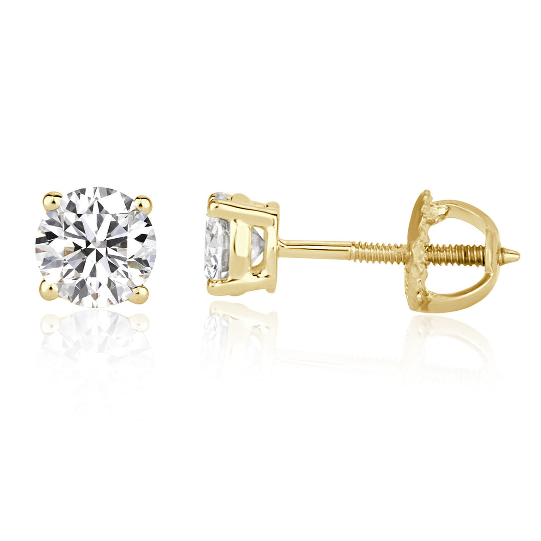 0.80ct Round Brilliant Cut Lab Diamond Stud Earrings in 18K Yellow Gold