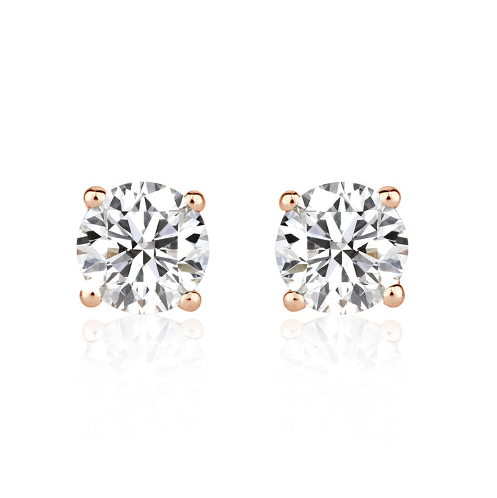 0.80ct Round Brilliant Cut Lab Diamond Stud Earrings in 14K Rose Gold