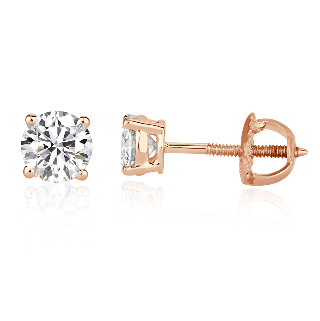 0.80ct Round Brilliant Cut Lab Diamond Stud Earrings in 14K Rose Gold