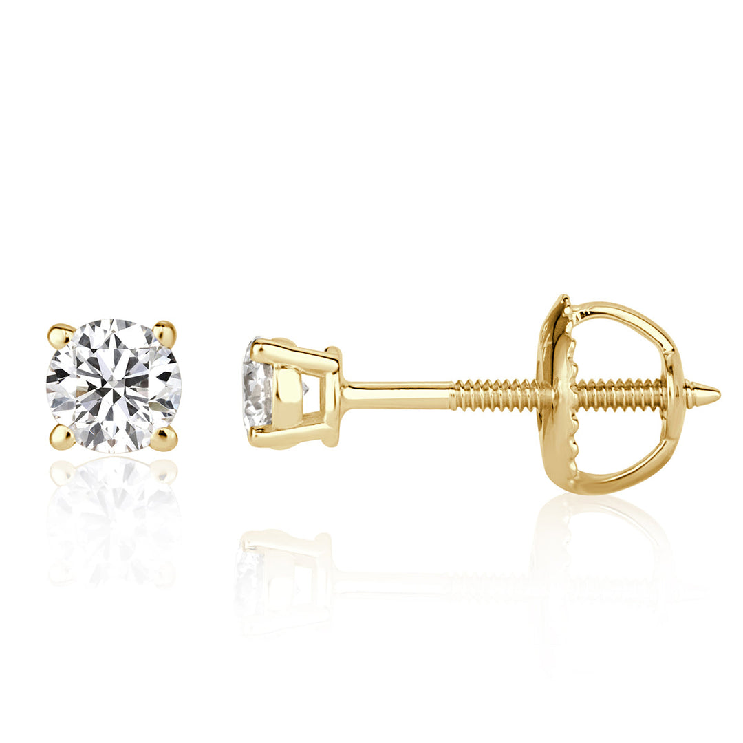 0.50ct Round Brilliant Cut Lab Diamond Stud Earrings in 18K Yellow Gold