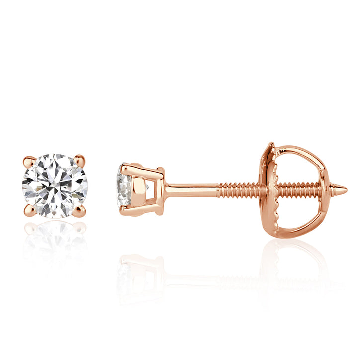 0.50ct Round Brilliant Cut Lab Diamond Stud Earrings in 14K Rose Gold