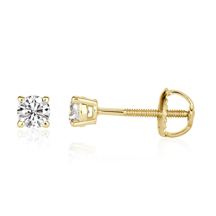 0.42ct Round Brilliant Cut Lab Diamond Stud Earrings in 18K Yellow Gold