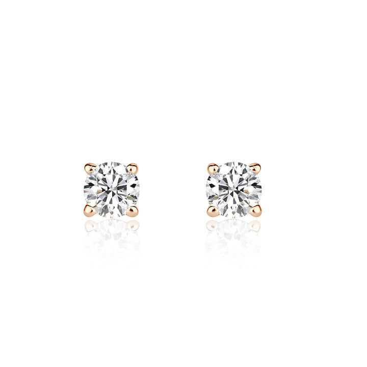 0.42ct Round Brilliant Cut Lab Diamond Stud Earrings in 18K Rose Gold