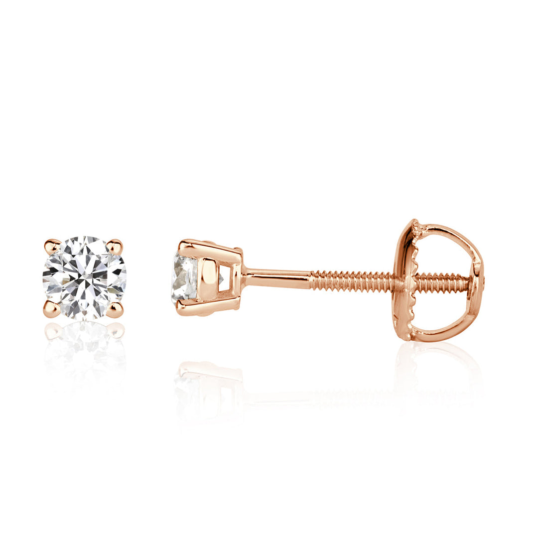 0.42ct Round Brilliant Cut Lab Diamond Stud Earrings in 18K Rose Gold