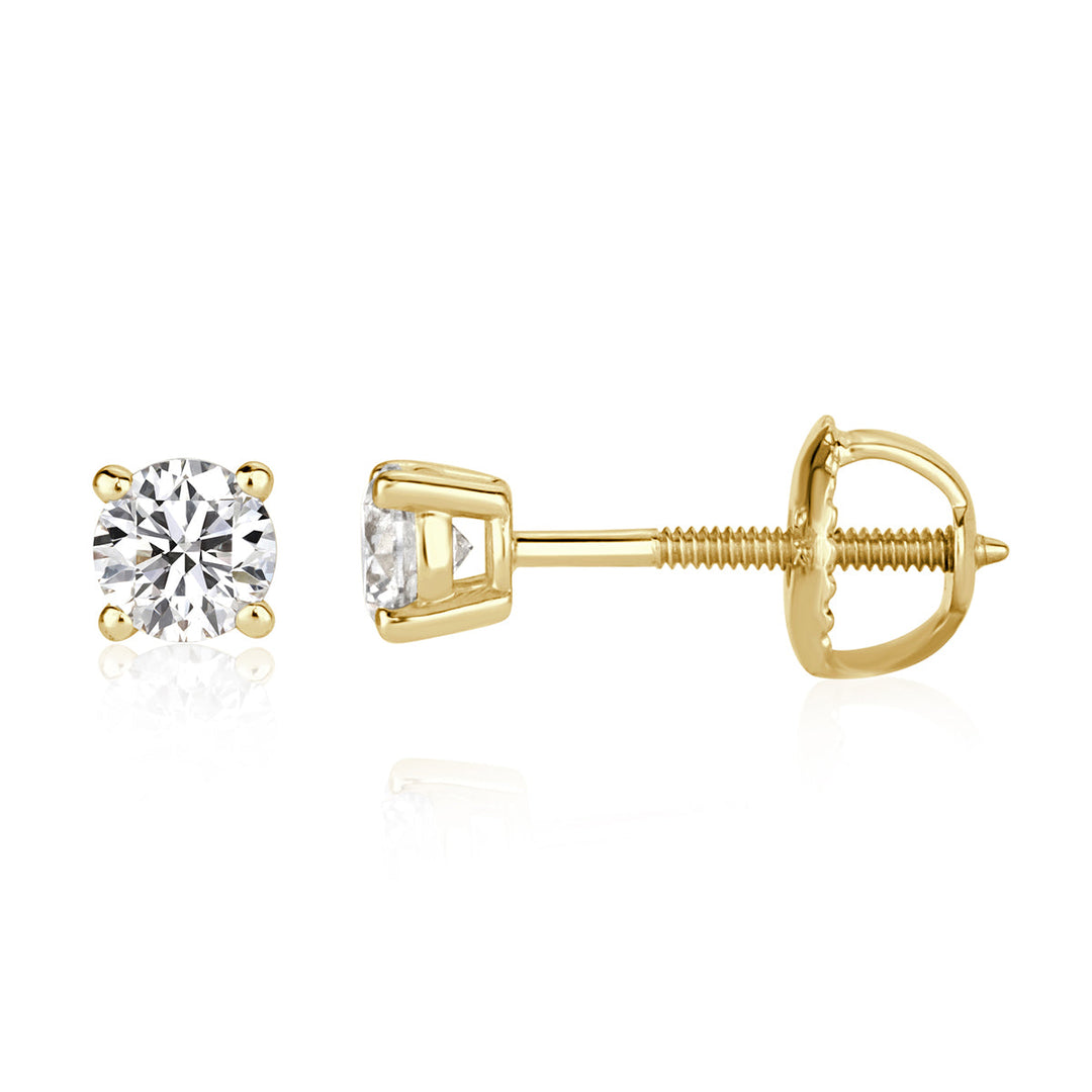 0.30ct Round Brilliant Cut Lab Diamond Stud Earrings in 18k Yellow Gold