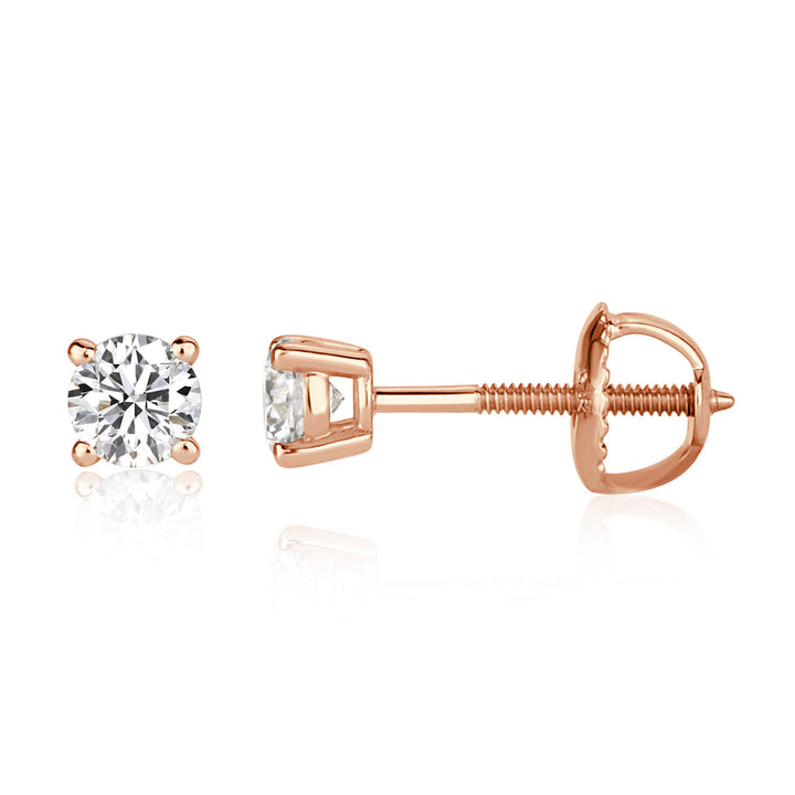 0.30ct Round Brilliant Cut Lab Diamond Stud Earrings in 18k Rose Gold