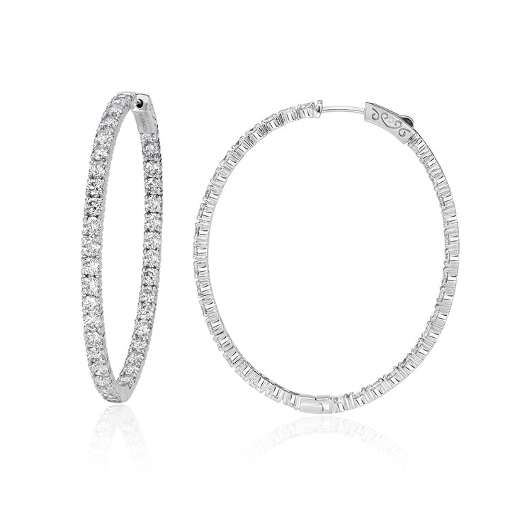 8.85ct Round Brilliant Cut Lab Diamond Hoop Earrings in 14K White Gold