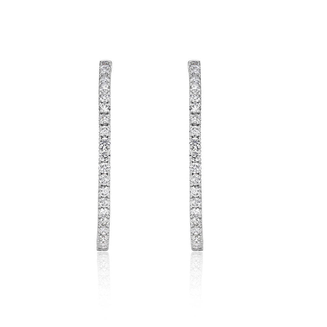 8.85ct Round Brilliant Cut Lab Diamond Hoop Earrings in 14K White Gold