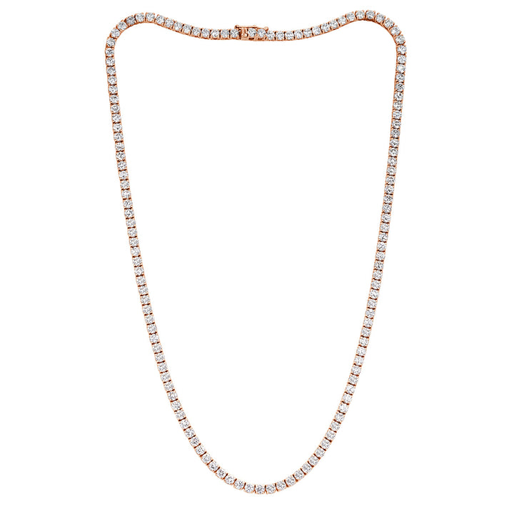 12.40ct Round Brilliant Cut Lab Diamond Tennis Necklace in 14k Rose Gold