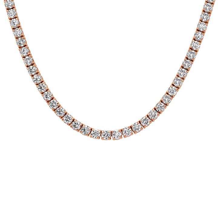 12.40ct Round Brilliant Cut Lab Diamond Tennis Necklace in 14k Rose Gold