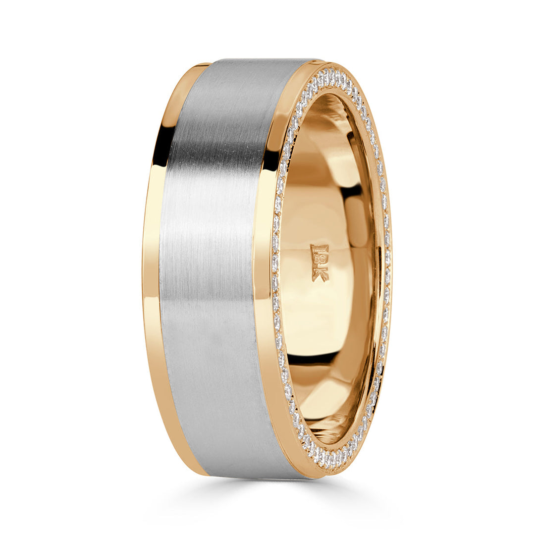 0.65ct Round Brilliant Cut Lab Diamond Men's Two Toned Wedding Band in 18k White and Yellow Gold