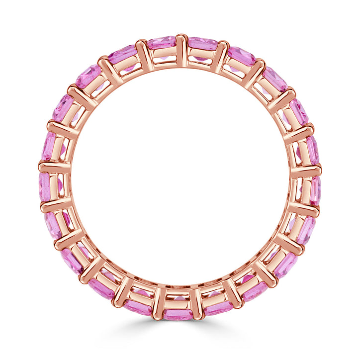 5.00ct Emerald Cut Pink Sapphire Eternity Band in 18k Rose Gold