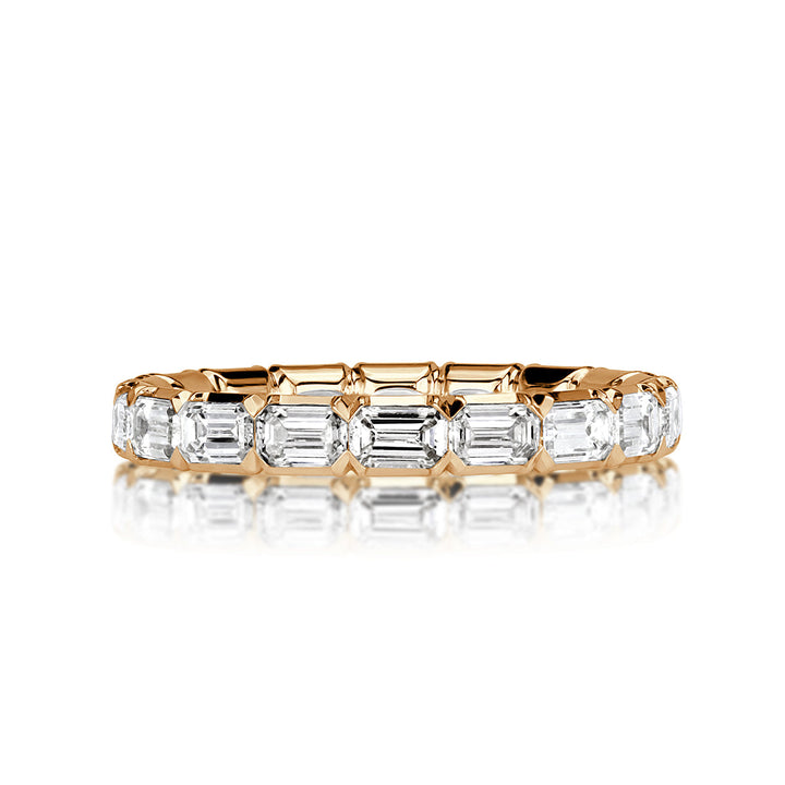 2.00ct Emerald Cut Lab Diamond Eternity Band in 18k Champagne Yellow Gold