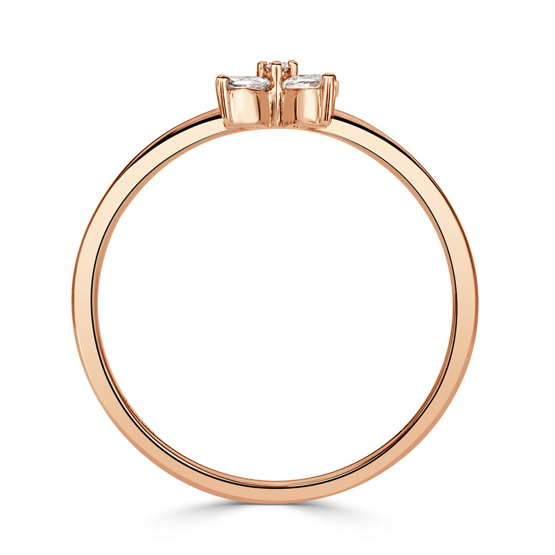 0.15ct Pear Shaped and Round Brilliant Cut Lab Diamond Floral Ring in 18k Rose Gold