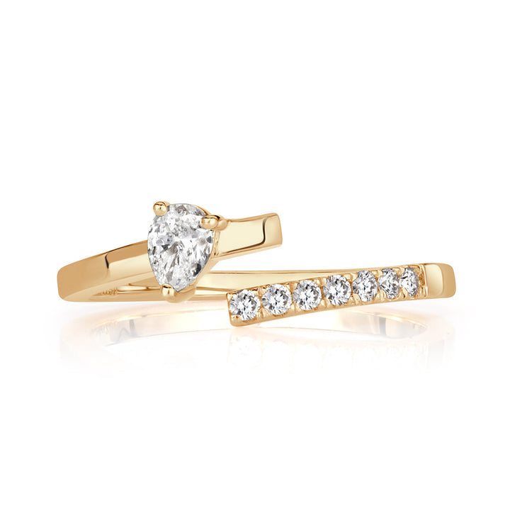 0.28ct Pear Shaped and Round Brilliant Cut Asymmetric Lab Diamond Band in 18k Yellow Gold