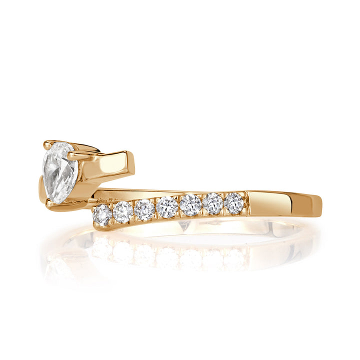 0.28ct Pear Shaped and Round Brilliant Cut Asymmetric Lab Diamond Band in 18k Yellow Gold