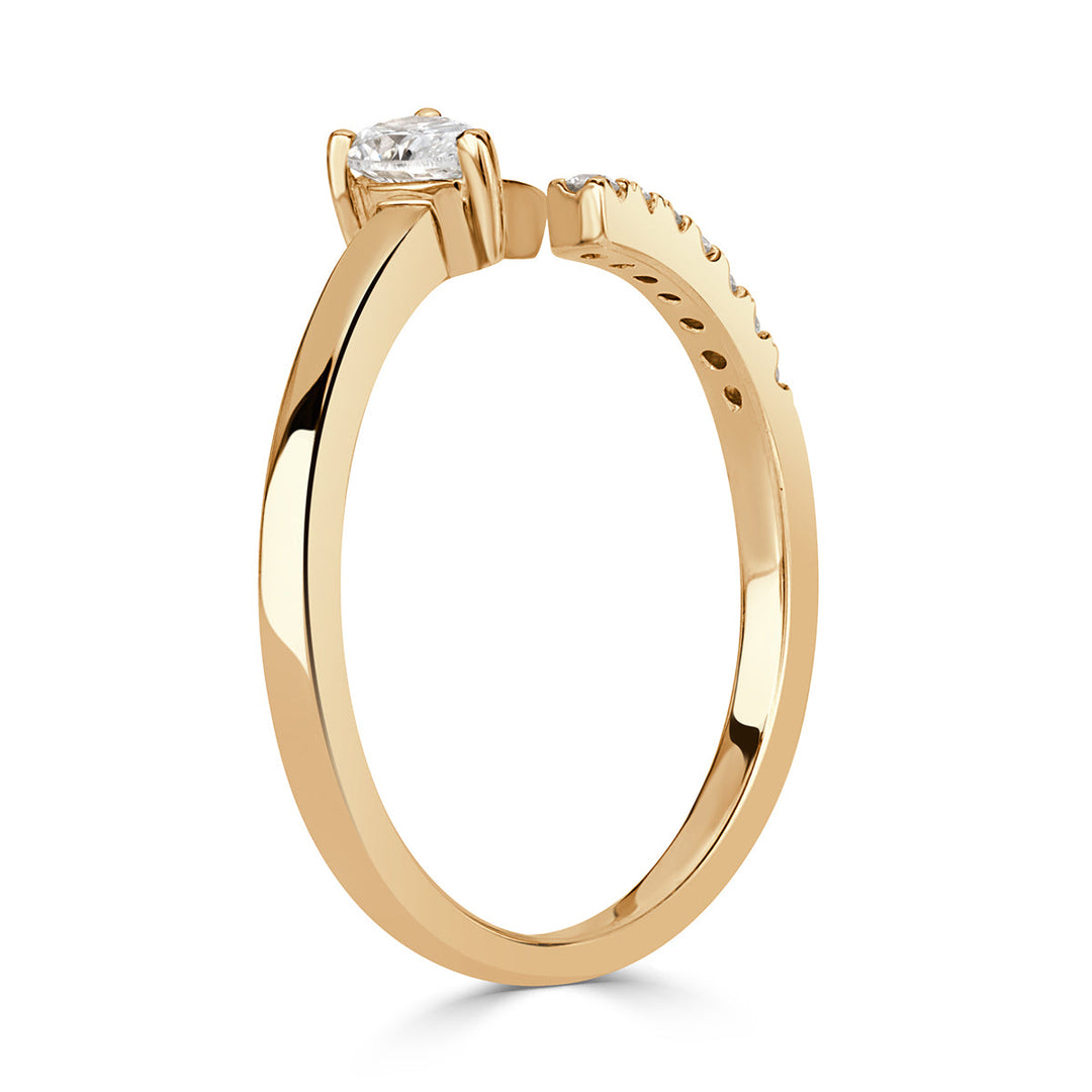 0.28ct Pear Shaped and Round Brilliant Cut Asymmetric Lab Diamond Band in 18k Yellow Gold