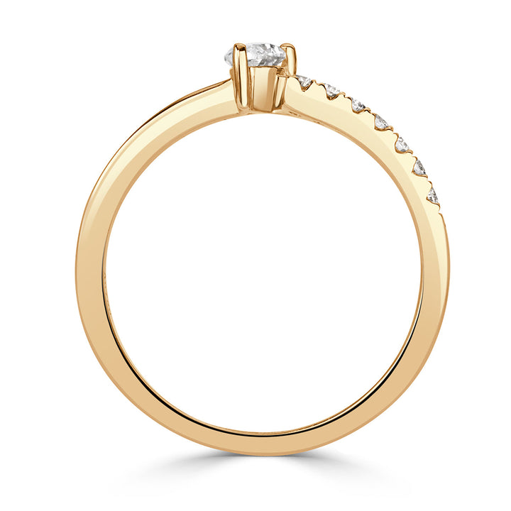 0.28ct Pear Shaped and Round Brilliant Cut Asymmetric Lab Diamond Band in 18k Yellow Gold