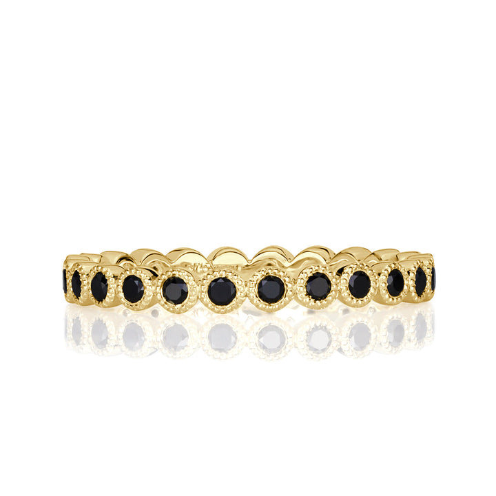 0.40ct Round Cut Black Lab Lab Diamond Milgrain Set Eternity Band in 18k Yellow Gold