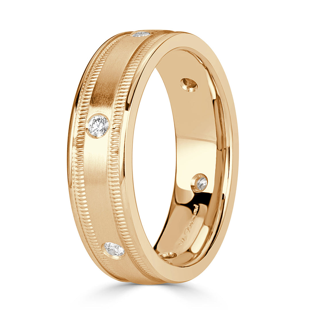 Men's 0.20ct Round Brilliant Cut Lab Diamond Wedding Band in 14k Yellow Gold 6mm