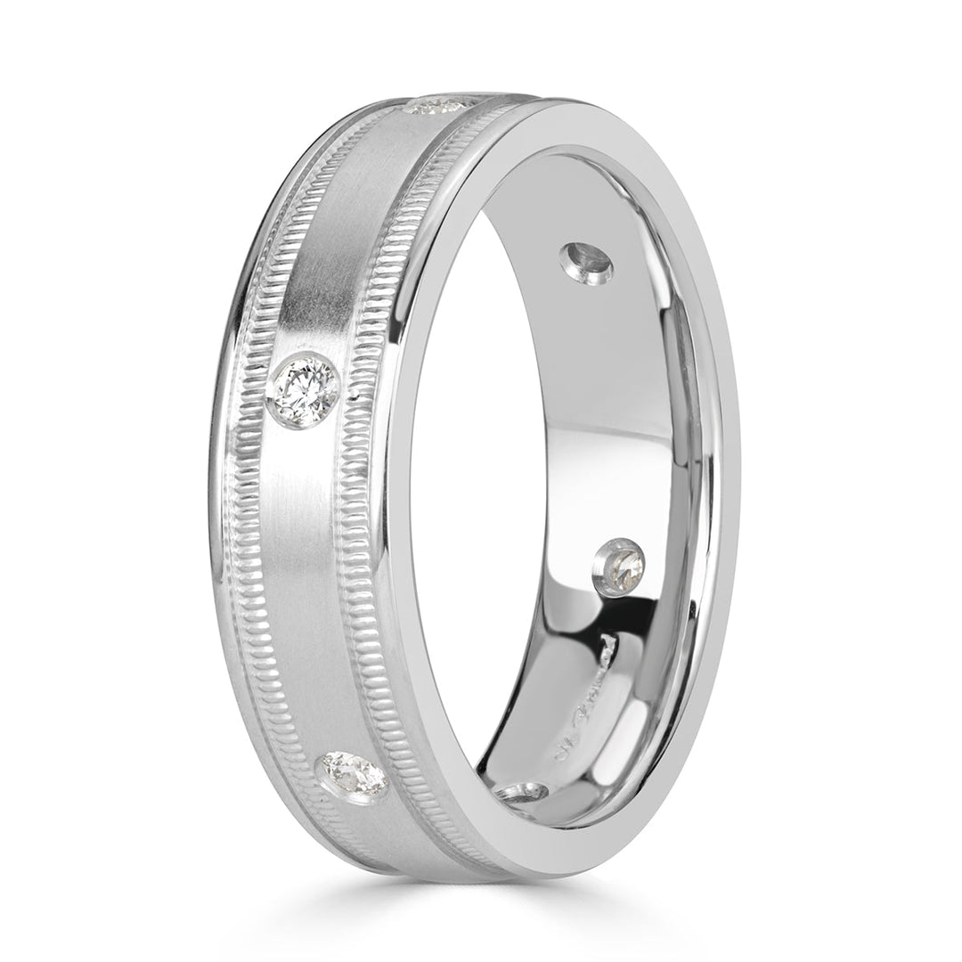 Men's 0.20ct Round Brilliant Cut Lab Diamond Wedding Band in 14k White Gold 6mm