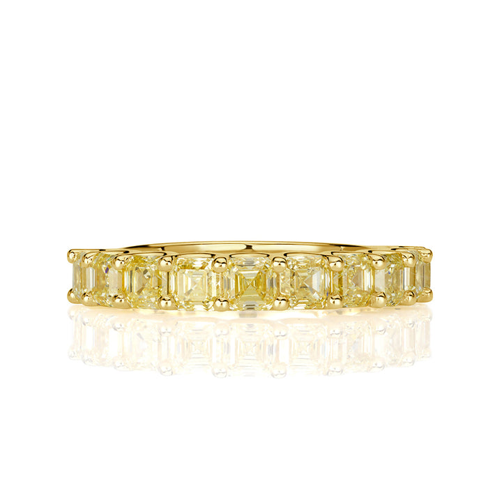 2.54ct Fancy Yellow Asscher Cut Lab Lab Diamond Wedding Band in 18k Yellow Gold