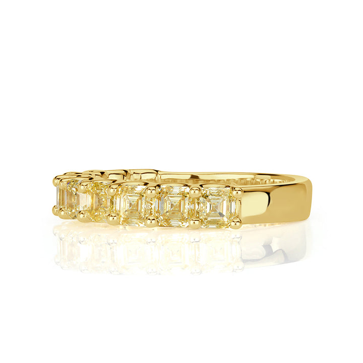 2.54ct Fancy Yellow Asscher Cut Lab Lab Diamond Wedding Band in 18k Yellow Gold