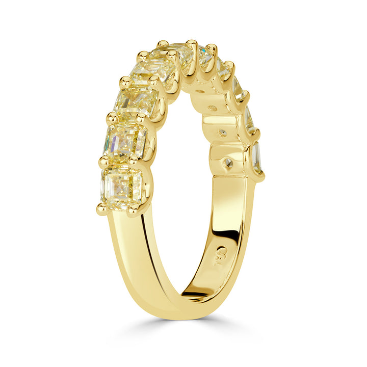 2.54ct Fancy Yellow Asscher Cut Lab Lab Diamond Wedding Band in 18k Yellow Gold