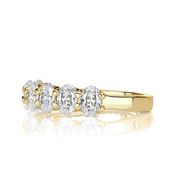 1.66ct Oval Cut Lab Diamond Wedding Band in 18k Yellow Gold