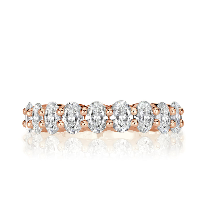 1.85ct Oval Cut Lab Diamond Wedding Band in 18k Rose Gold