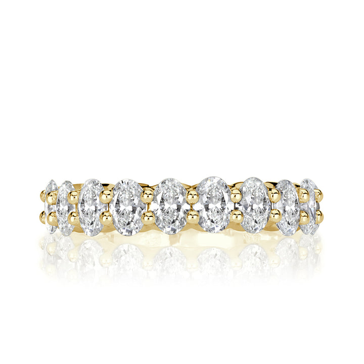 1.85ct Oval Cut Lab Diamond Wedding Band in 18k Yellow Gold