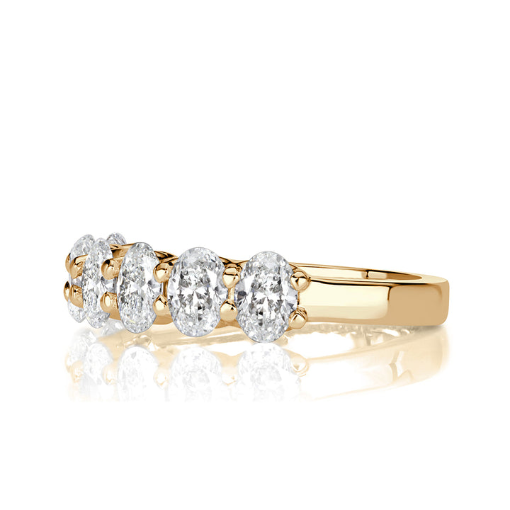 1.66ct Oval Cut Lab Diamond Wedding Band in 18k Champagne Yellow Gold