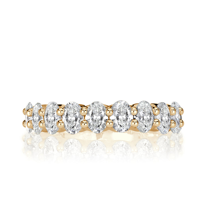 1.85ct Oval Cut Lab Diamond Wedding Band in 18k Champagne Yellow Gold