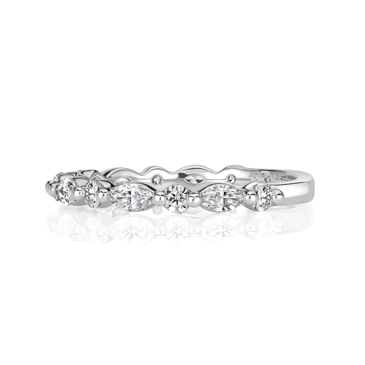 0.64ct Marquise and Round Brilliant Cut Lab Diamond Wedding Band in Platinum