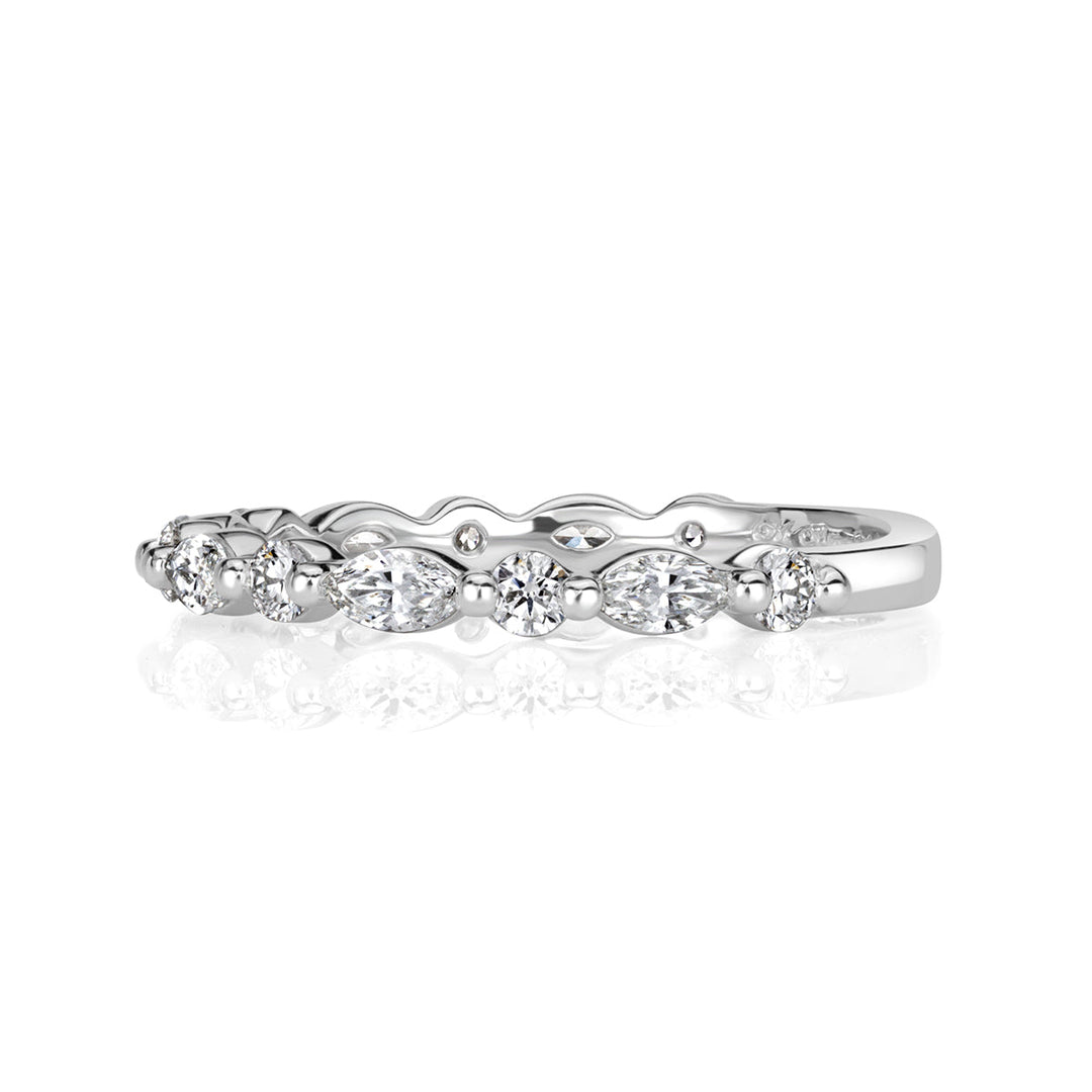 0.64ct Marquise and Round Brilliant Cut Lab Diamond Wedding Band in 18k White Gold