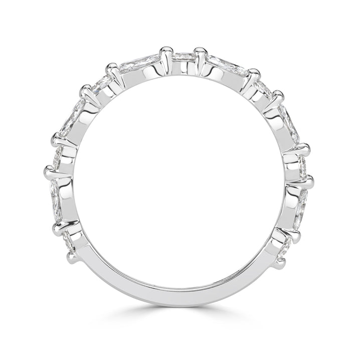 0.64ct Marquise and Round Brilliant Cut Lab Diamond Wedding Band in 18k White Gold