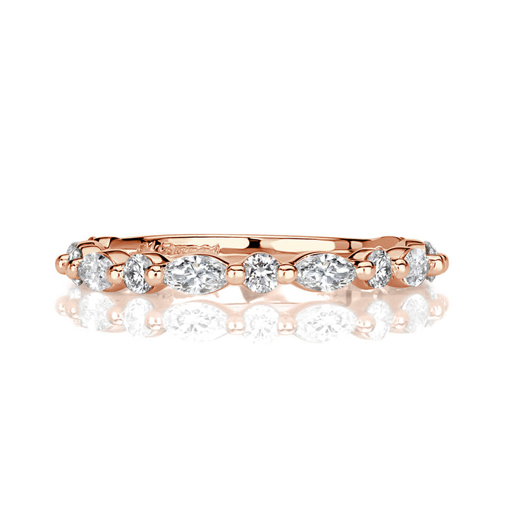 0.64ct Marquise and Round Brilliant Cut Lab Diamond Wedding Band in 18k Rose Gold