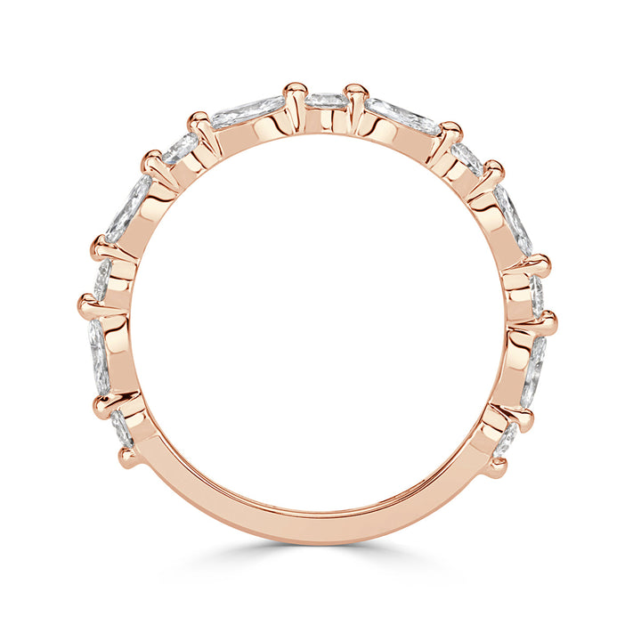 0.64ct Marquise and Round Brilliant Cut Lab Diamond Wedding Band in 18k Rose Gold