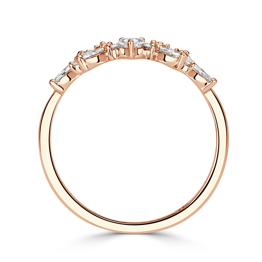 0.46ct Lab Diamond Starburst Curve Band in 18k Rose Gold