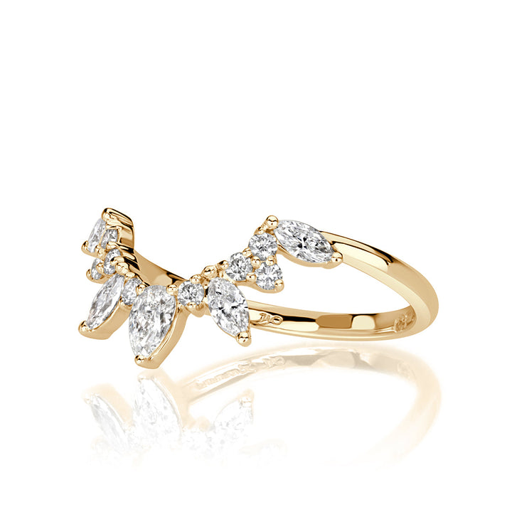 0.46ct Lab Diamond Starburst Curve Band in 18k Champagne Yellow Gold