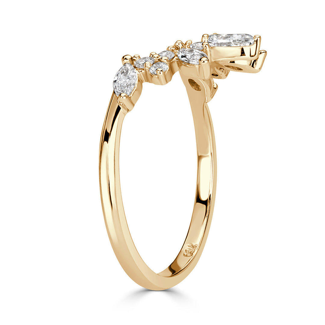 0.46ct Lab Diamond Starburst Curve Band in 18k Champagne Yellow Gold