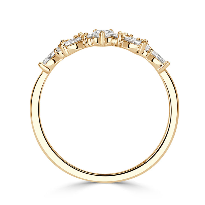 0.46ct Lab Diamond Starburst Curve Band in 18k Champagne Yellow Gold