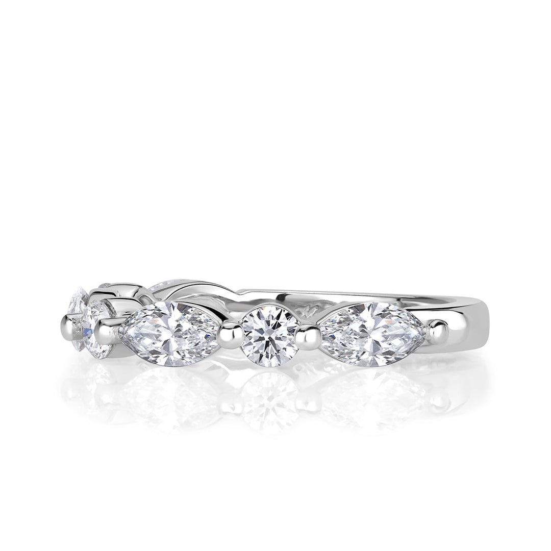 1.22ct Marquise and Round Brilliant Cut Lab Diamond Wedding Band in Platinum