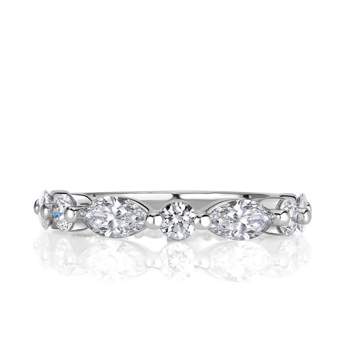 1.22ct Marquise and Round Brilliant Cut Lab Diamond Wedding Band in 18k White Gold