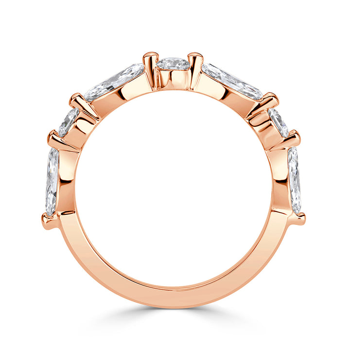 1.22ct Marquise and Round Brilliant Cut Lab Diamond Wedding Band in 18k Rose Gold