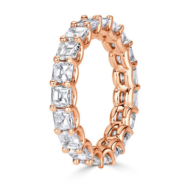 3.65ct Asscher Cut Lab Diamond Eternity Band in 18k Rose Gold