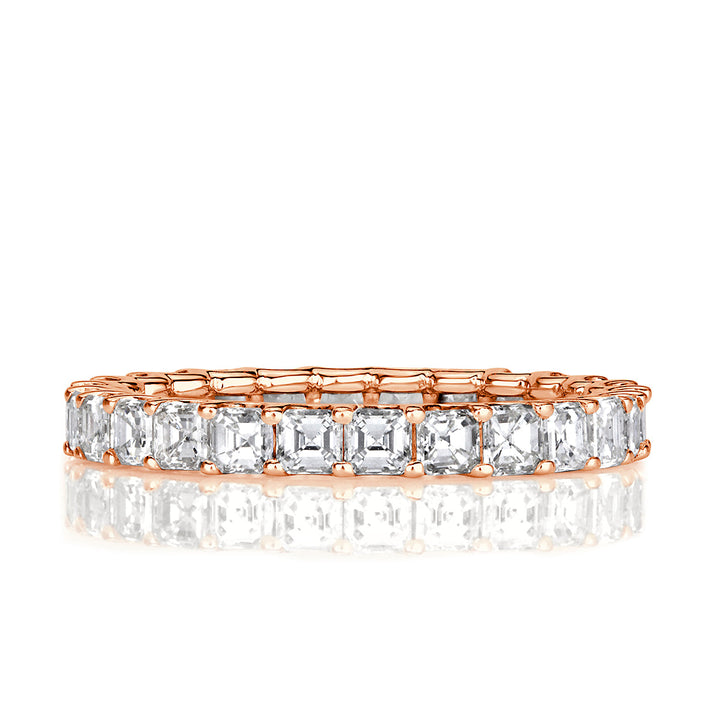 2.50ct Asscher Cut Lab Diamond Eternity Band in 18k Rose Gold