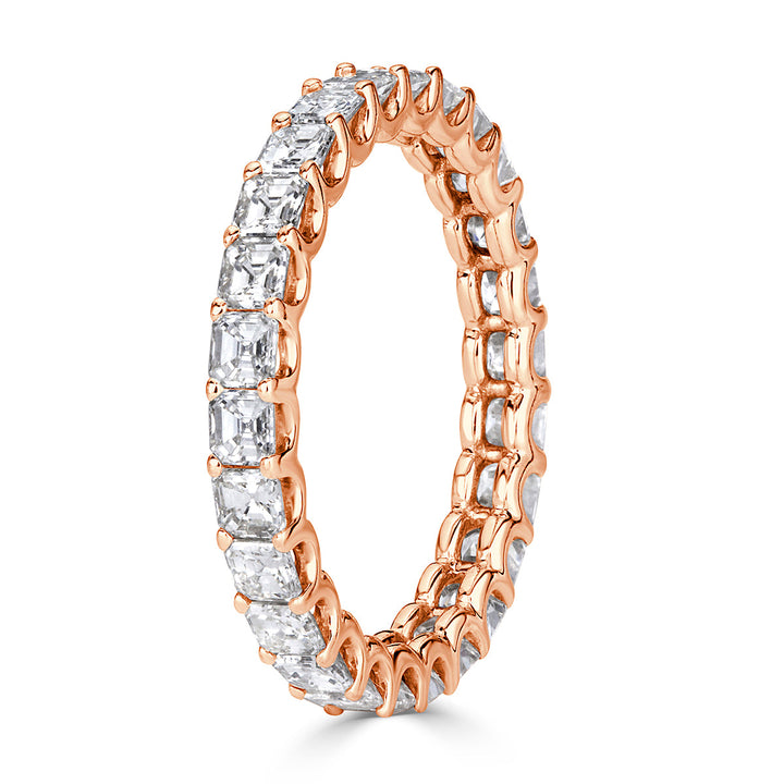 2.50ct Asscher Cut Lab Diamond Eternity Band in 18k Rose Gold